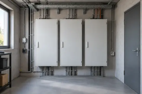 Technikraum mit klaren Linien · KI-Beispielvisualisierung