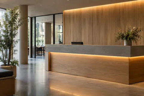 Empfang mit indirektem Licht · KI-Beispielvisualisierung