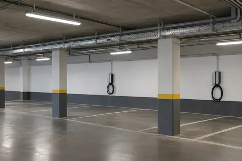 Garage mit vorbereiteten Stellplätzen · KI-Beispielvisualisierung